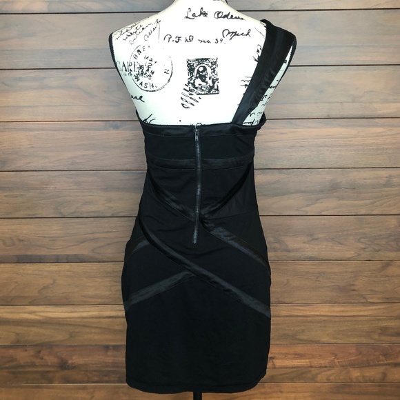One Shoulder Sweetheart Backless Black Mini Dress - Picture 3 of 6